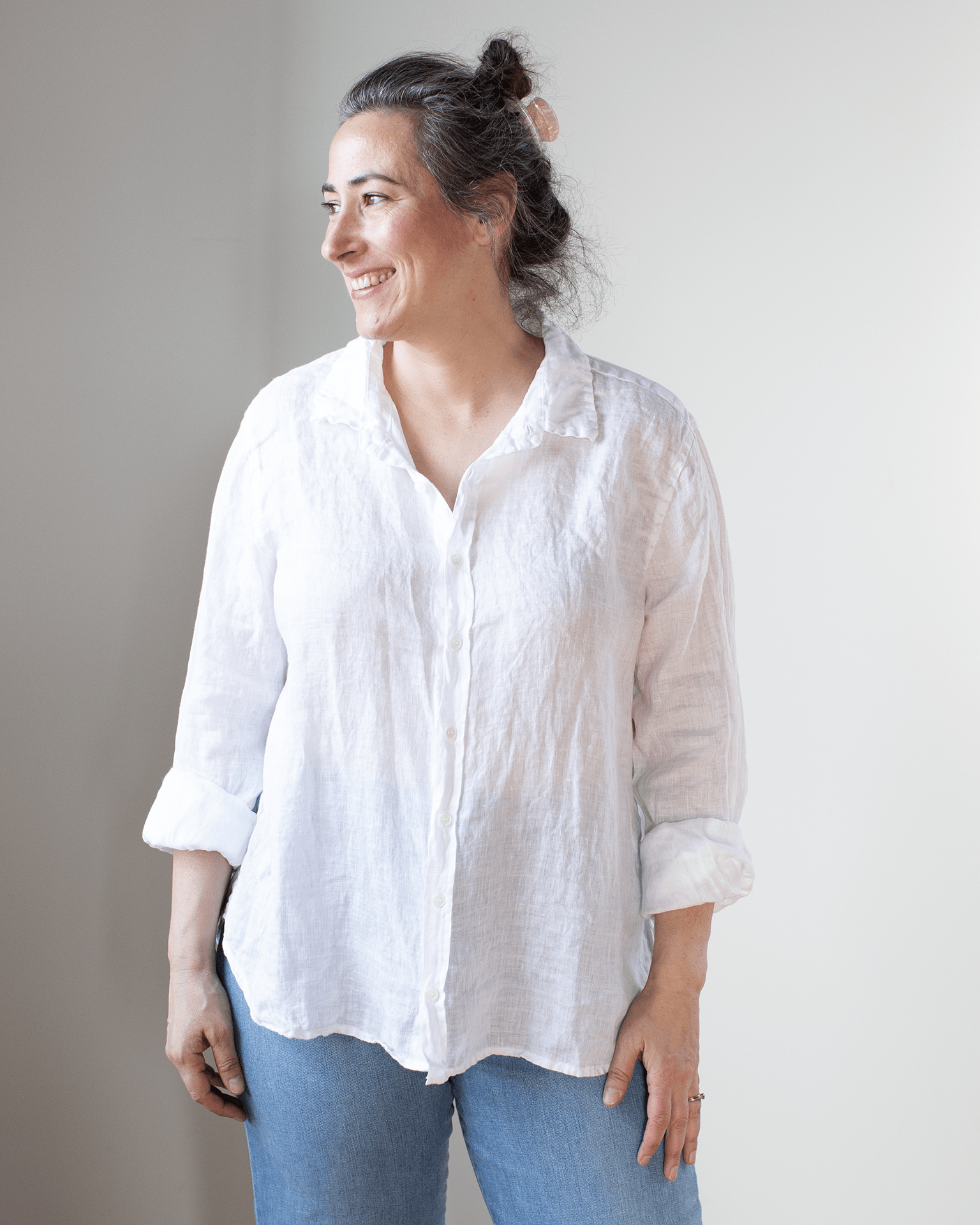 Eliza Blouse in White Linen