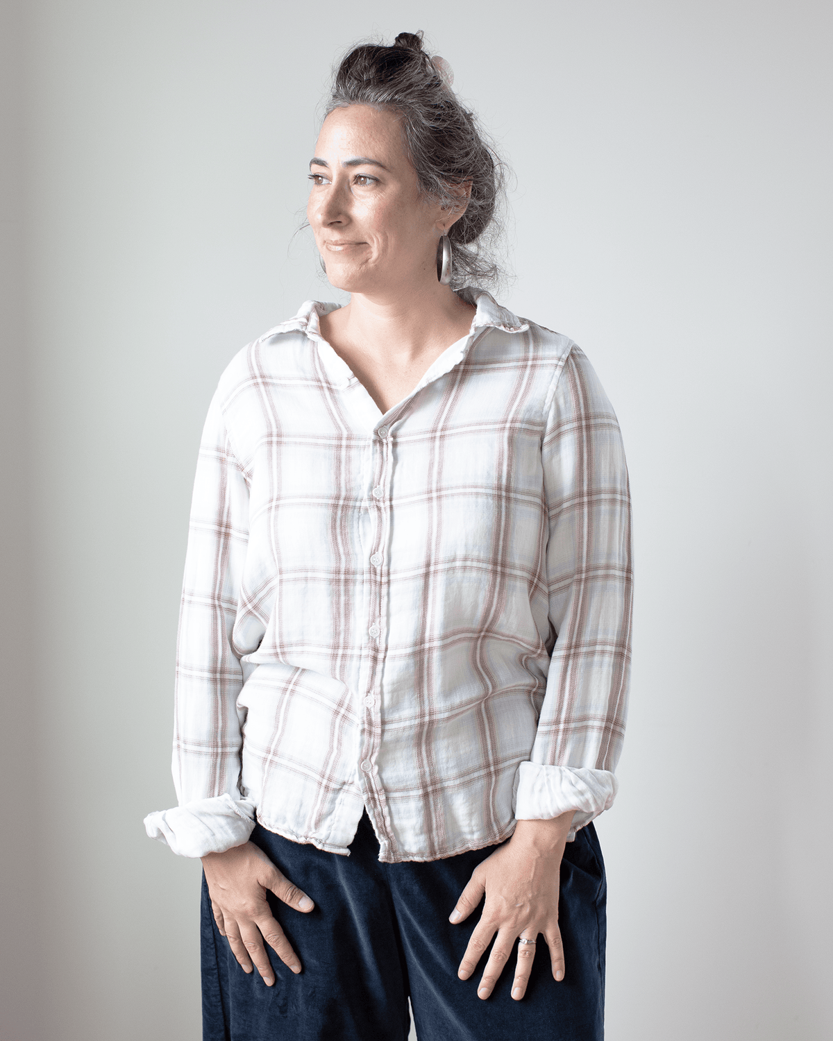 CP Shades Clothing Eliza Fitted Button Down w/o Pkts - Dbl Cttn Gauze in Plaid
