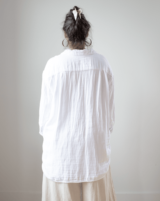 CP Shades Clothing Jane Oversized Button Down w/o Pkts - Dbl Cttn Gauze in White