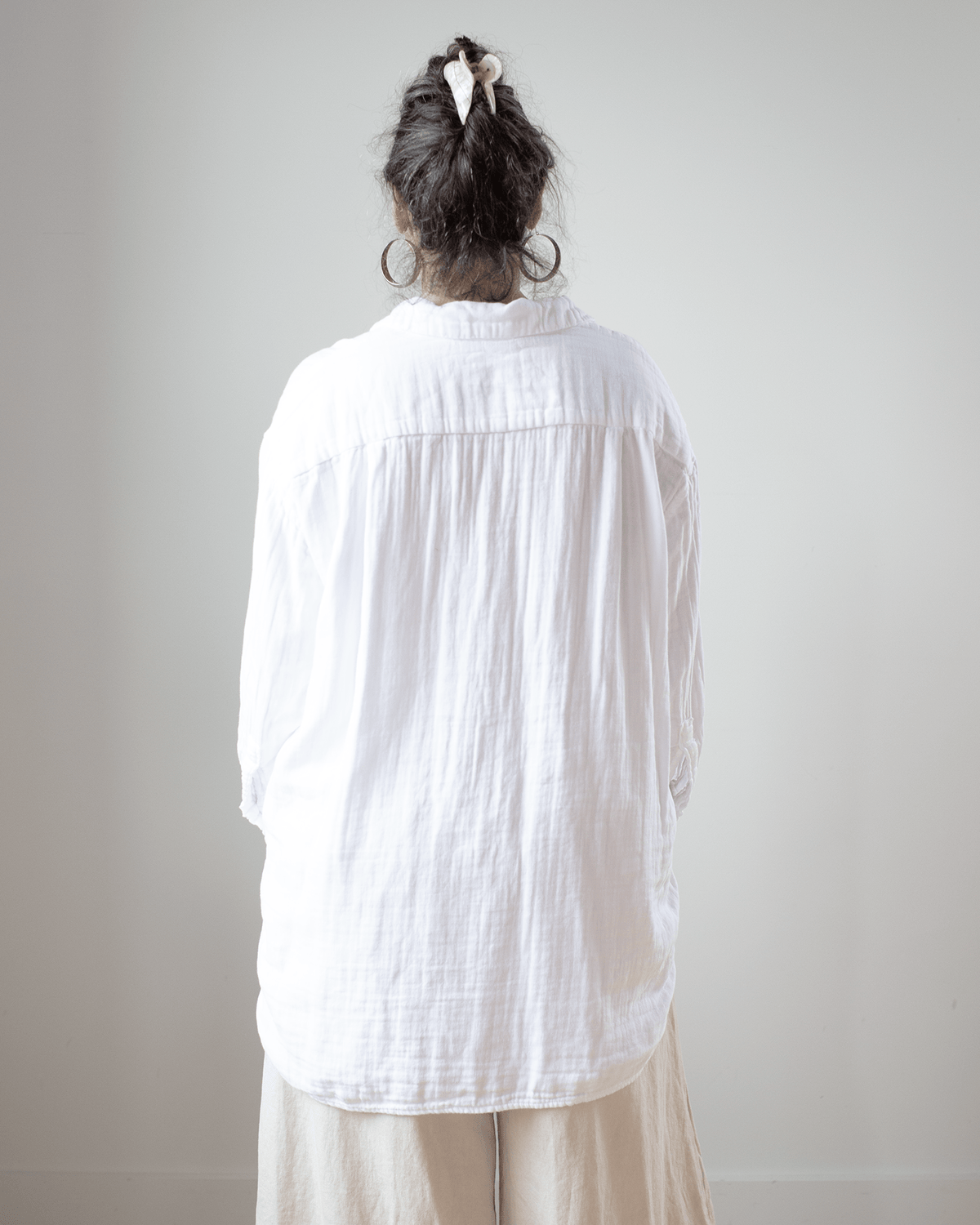CP Shades Clothing Jane Oversized Button Down w/o Pkts - Dbl Cttn Gauze in White