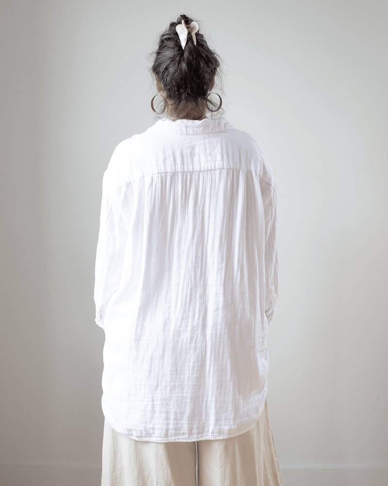CP Shades Clothing Jane Oversized Button Down w/o Pkts - Dbl Cttn Gauze in White