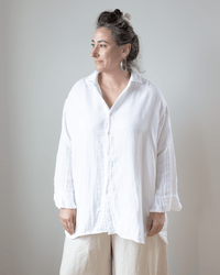 CP Shades Clothing Jane Oversized Button Down w/o Pkts - Dbl Cttn Gauze in White