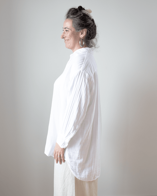 CP Shades Clothing Jane Oversized Button Down w/o Pkts - Dbl Cttn Gauze in White