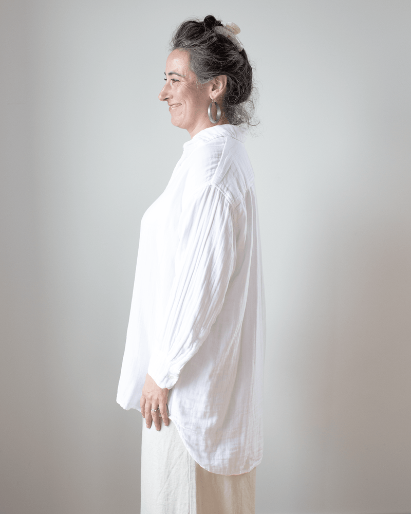 CP Shades Clothing Jane Oversized Button Down w/o Pkts - Dbl Cttn Gauze in White
