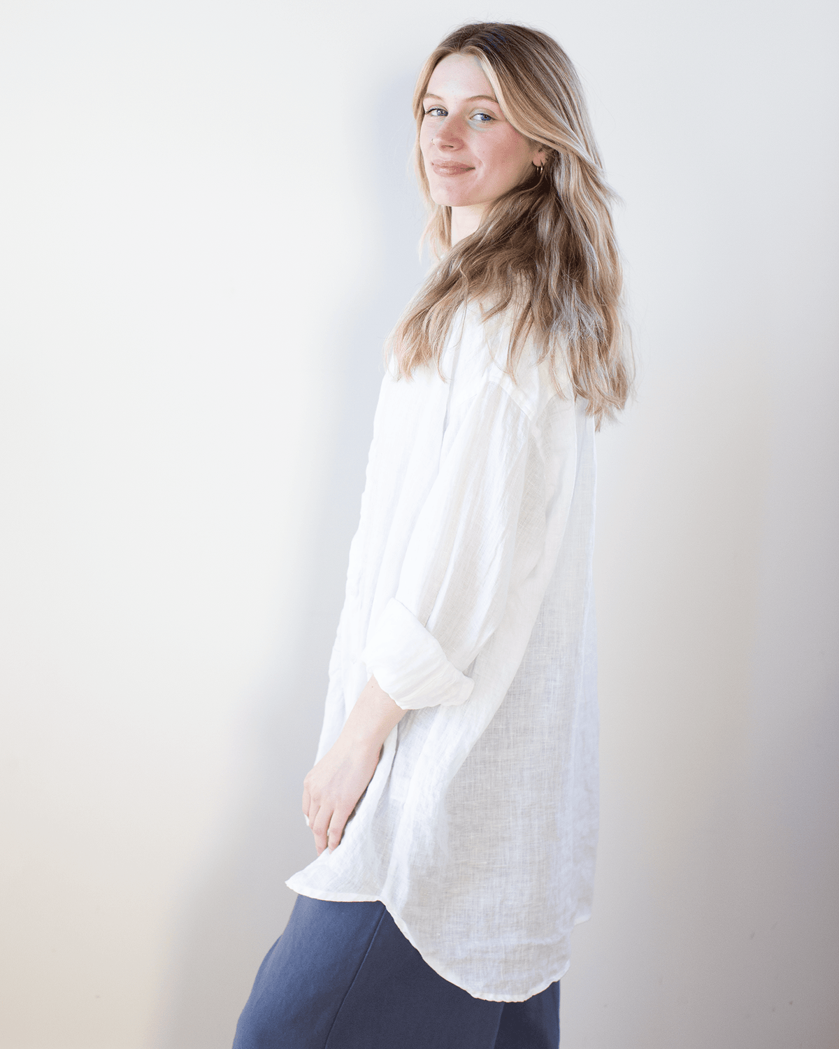 CP Shades Clothing Jane Oversized Button Down w/o Pkts in White Linen