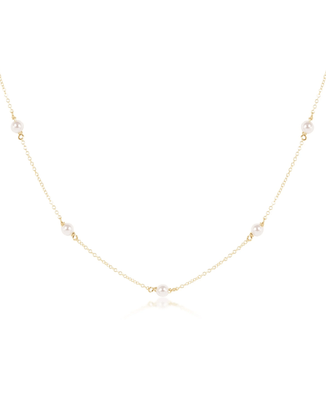 enewton Jewelry 14K Gold Filled 15" Choker Simplicity Chain Gold - 4mm Pearl