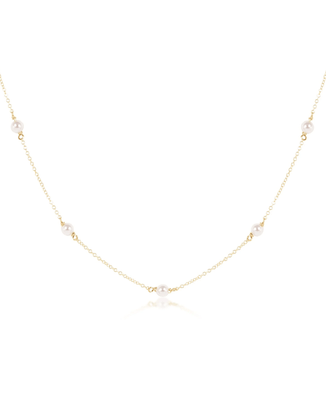 enewton Jewelry 14K Gold Filled 15" Choker Simplicity Chain Gold - 4mm Pearl