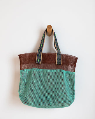 Épice Accessories Brown/Mint Small Mesh Bag in Brown/Mint