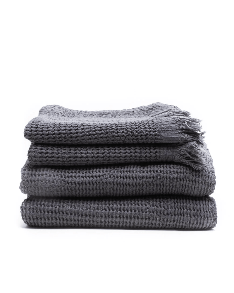 House No.23 Housewares Anthracite Ella Waffle Towel in Anthracite