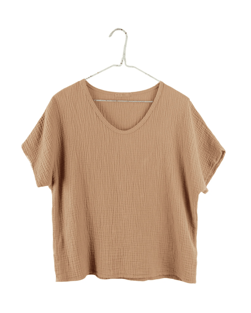 It is well LA Clothing Gauze S/S Top in Desert Tan