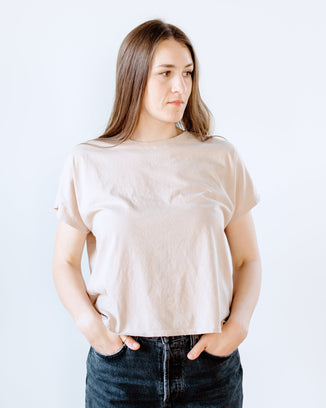 It is well LA Clothing Organic Cotton Boxy Tee in Soft Beige