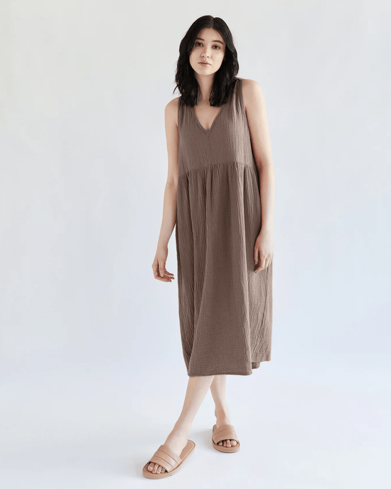 It is well LA Clothing Reversible Dress in Warm Taupe