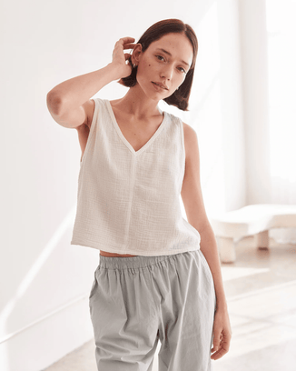 It is well LA Clothing Sleeveless Crop Top in Salt