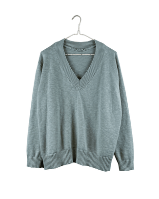 It is well LA Clothing V-Neck Boxy Sweater in Misty Sage
