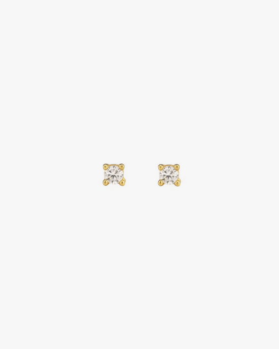 Kris Nations Jewelry 18K Gold Vermeil Classic Crystal Prong Studs in 18K Gold Vermeil