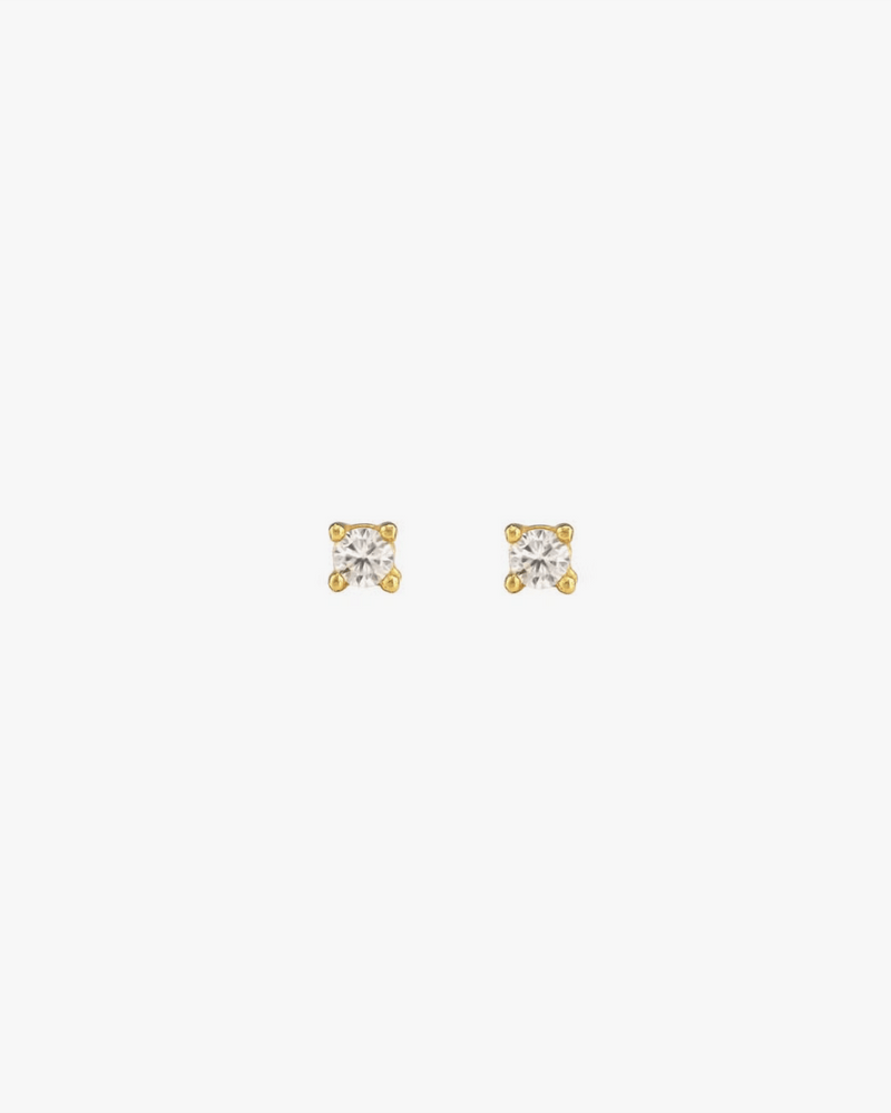 Kris Nations Jewelry 18K Gold Vermeil Classic Crystal Prong Studs in 18K Gold Vermeil