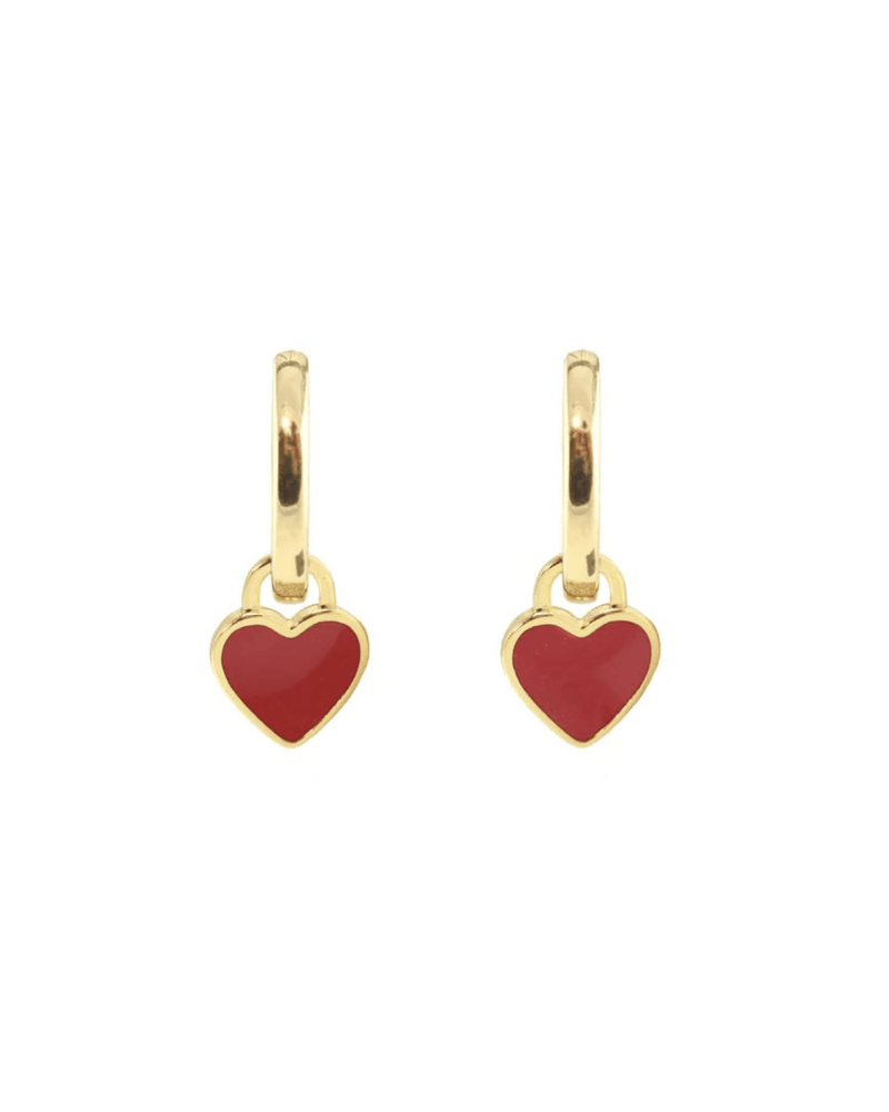Kris Nations Jewelry Heart Enamel Huggie Hoop Earrings in Red