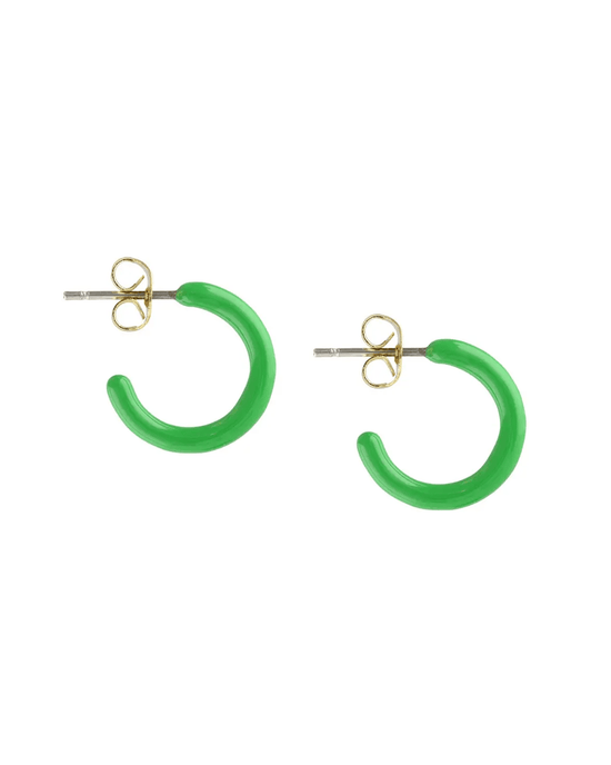 Kris Nations Jewelry Green Petite Palette Enamel Post Hoops in Green