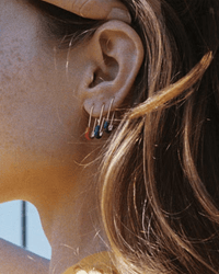 Kris Nations Jewelry 18K/Blue Safety Pin Enamel Hoop Earrings in Blue & 18K Gold Vermeil