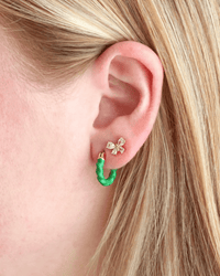 Kris Nations Jewelry Green Twisted Enamel Hoop Earrings in Green