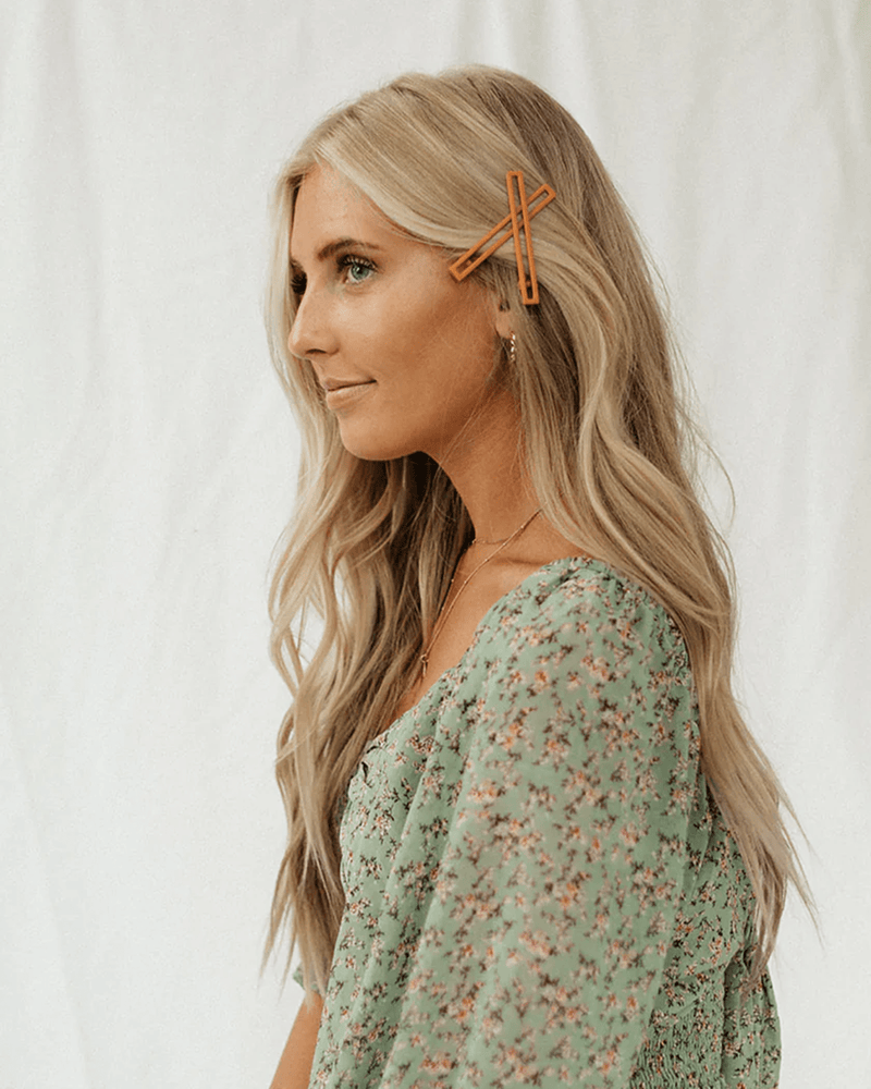 NAT + NOOR Accessories Burnt Orange Leia Hair Clips in Burnt Orange