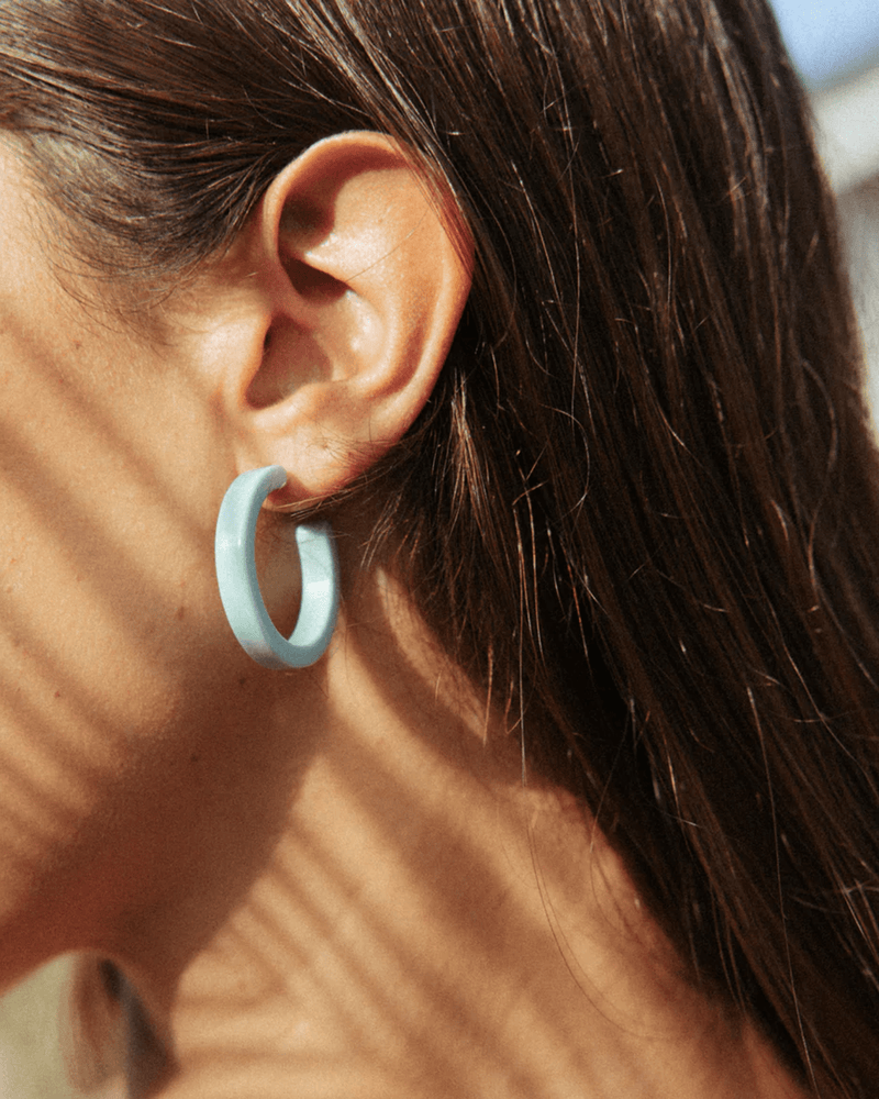 NAT + NOOR Jewelry Turquoise Sol Hoops in Turquoise