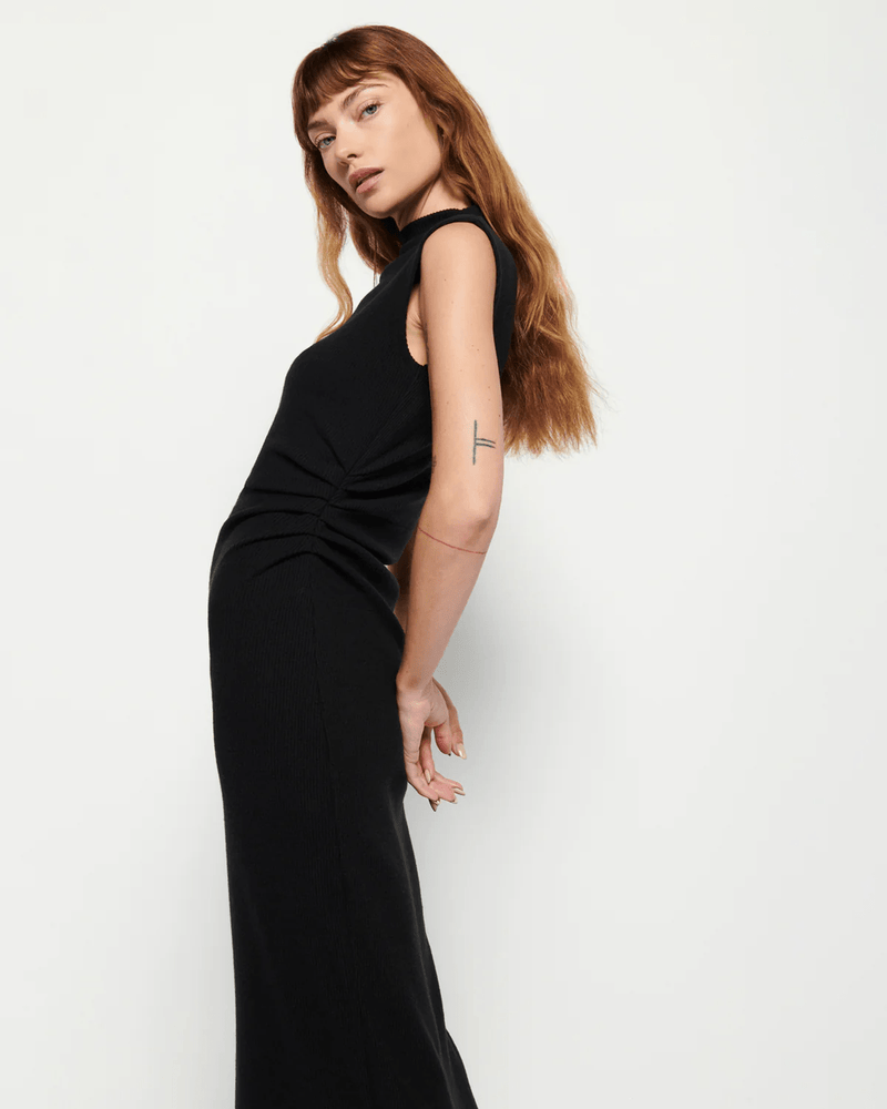 Nation LTD Clothing Clarisse Draped Dress in Jet Black