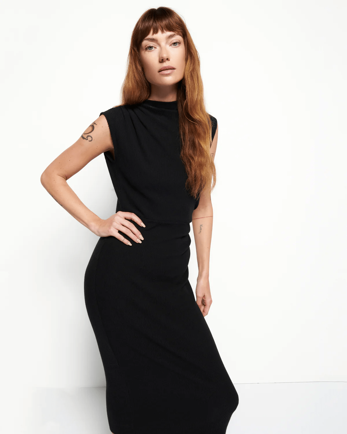 Nation LTD Clothing Clarisse Draped Dress in Jet Black