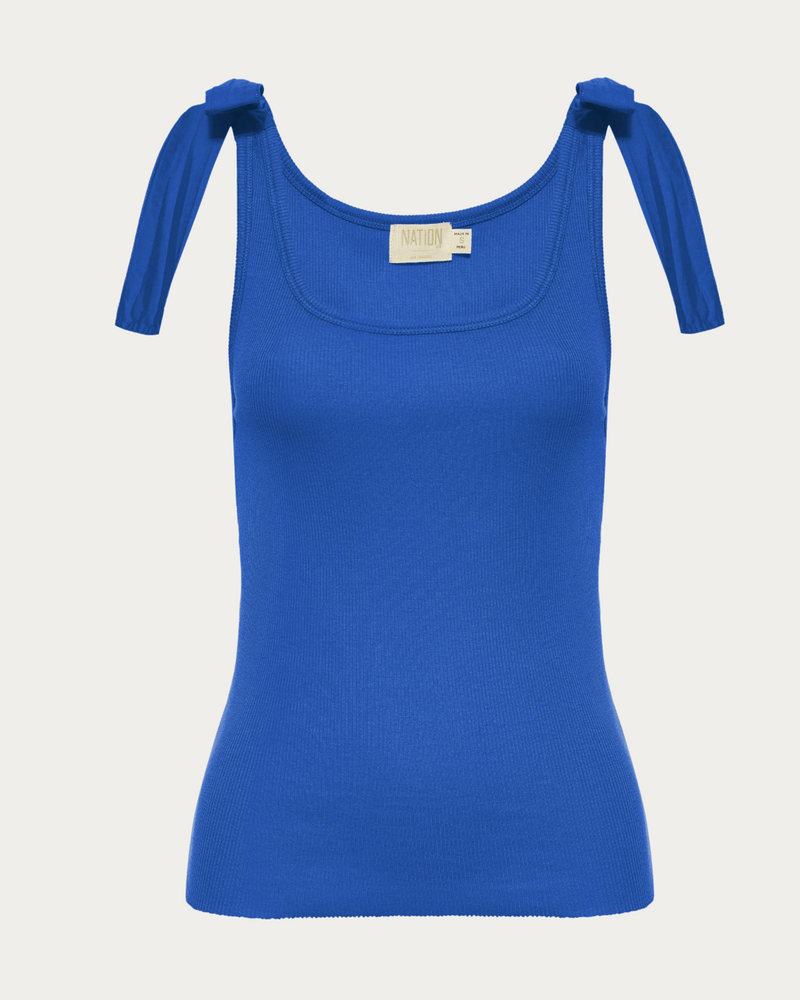 Nation LTD Clothing Gigi Tank w/ Poplin Ties in Blue Bottle