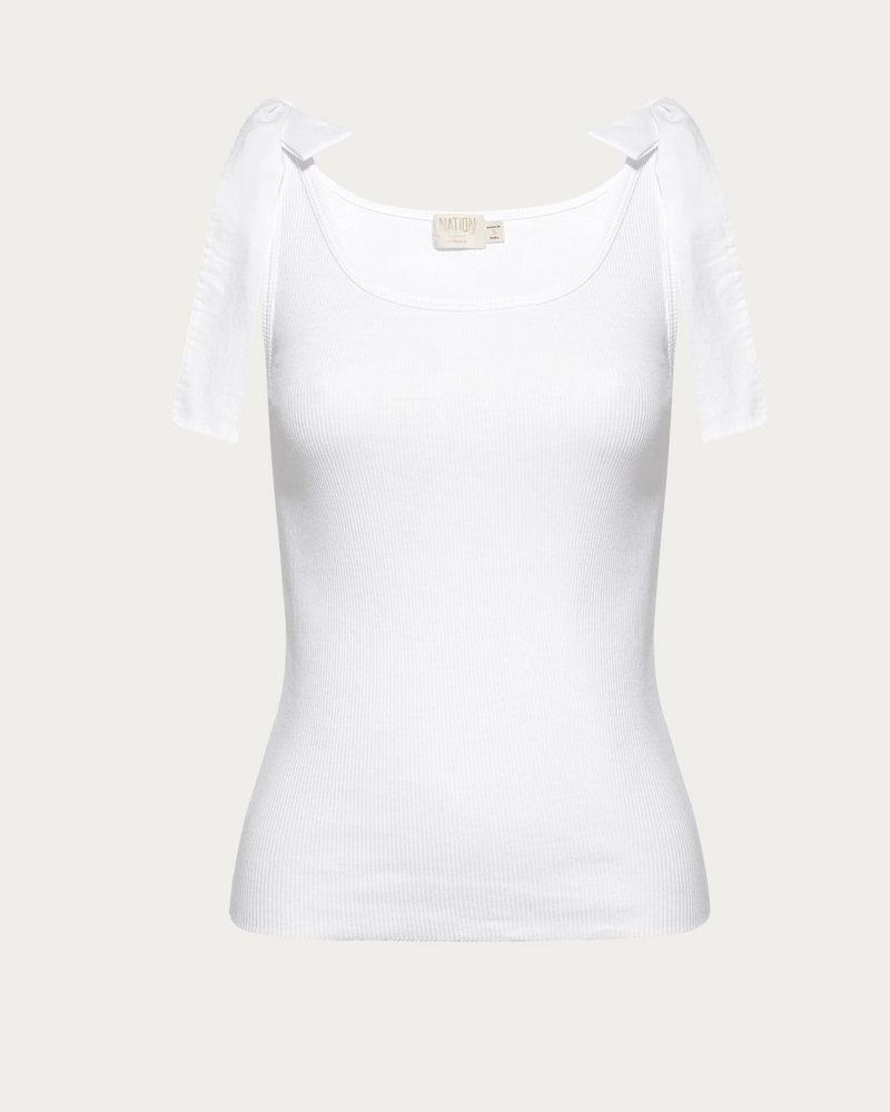 Nation LTD Clothing Gigi Tank w/ Poplin Ties in White