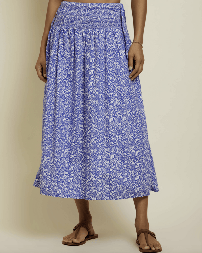 Nation LTD Clothing Primrose Smocked Skirt w/ Ties in Mykonos