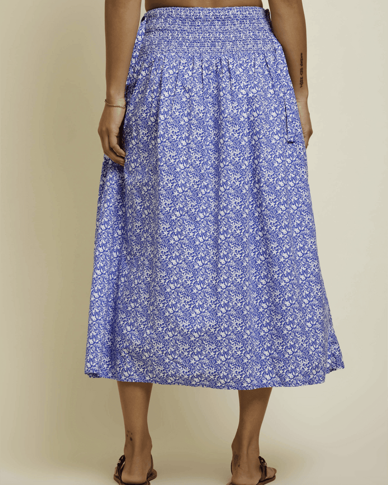 Nation LTD Clothing Primrose Smocked Skirt w/ Ties in Mykonos