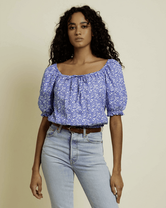 Nation LTD Clothing Rowena Elastic Top in Mykonos