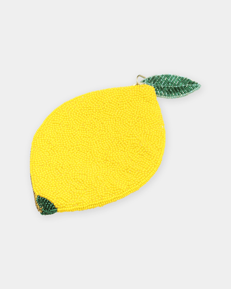 Olivia Dar Accessories Yellow Beaded Wallet in Lemon
