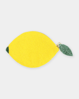 Olivia Dar Accessories Yellow Beaded Wallet in Lemon