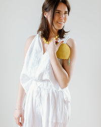 Olivia Dar Accessories Yellow Beaded Wallet in Lemon