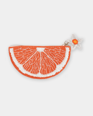 Olivia Dar Accessories Orange Beaded Wallet in Orange