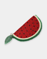 Olivia Dar Accessories Red Beaded Wallet in Watermelon