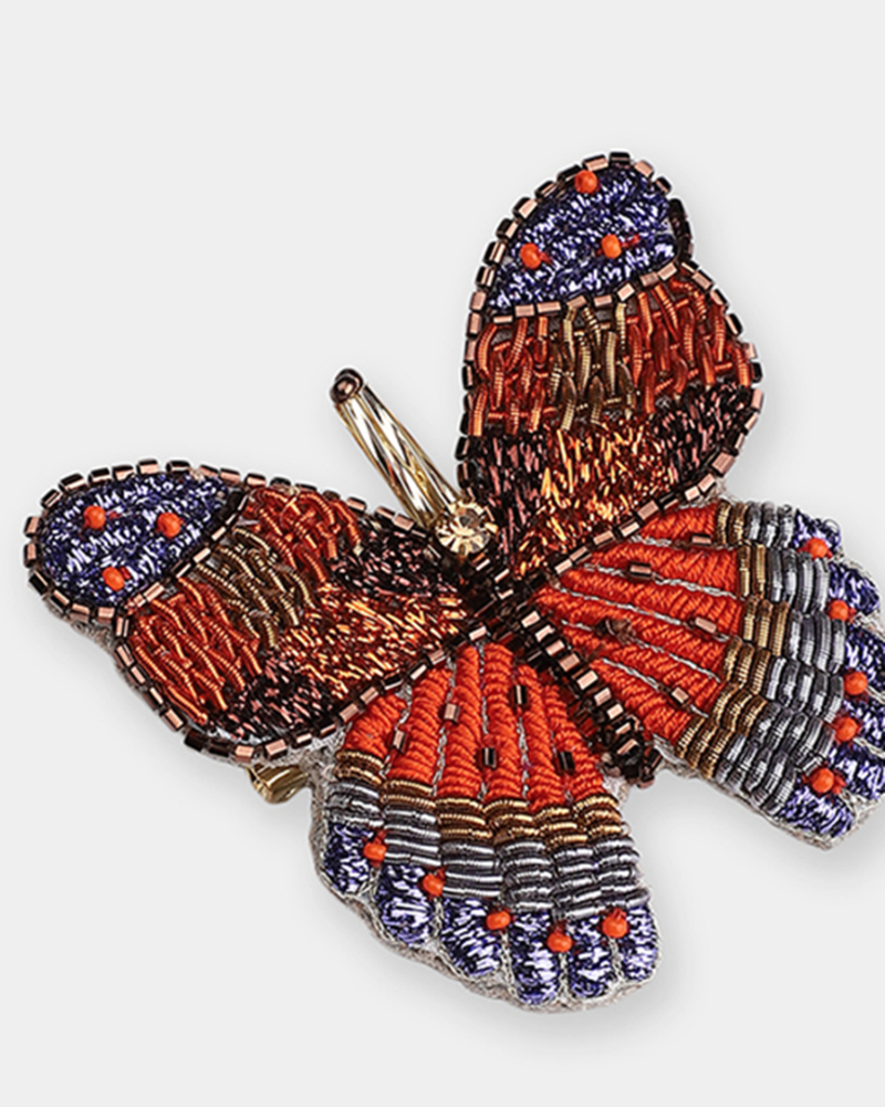 Olivia Dar Jewelry Orange Butterfly Brooch in Orange