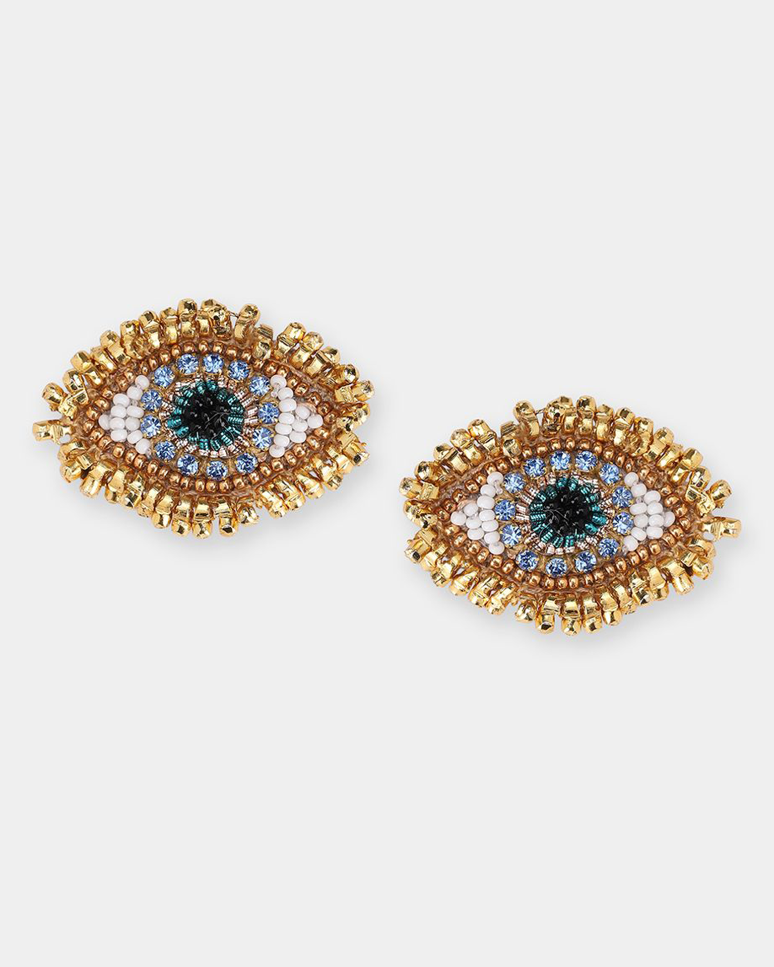 Milos Eye Earrings in Gold White