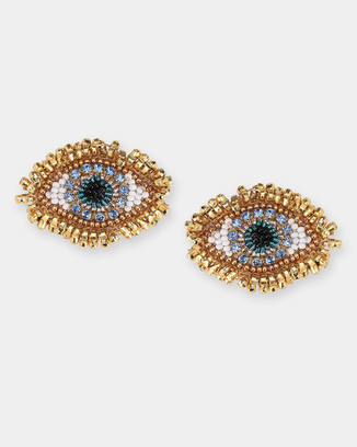 Olivia Dar Jewelry Gold/White Milos Eye Earrings in Gold White