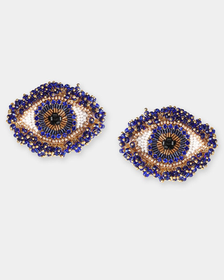 Olivia Dar Jewelry Navy Milos Eye Earrings in Navy