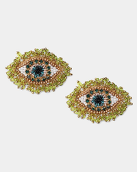 Olivia Dar Jewelry Light Green Milos Eye Earrings in Transparent Light Green