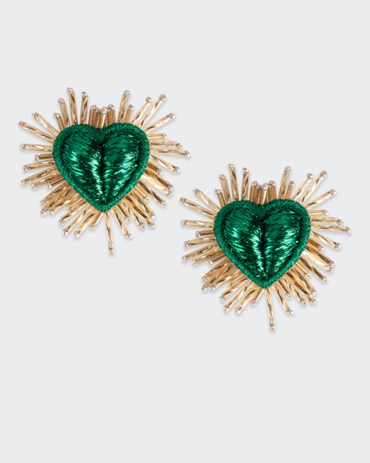 Olivia Dar Jewelry Green Sparkle Heart Silk Large Earrings in Green