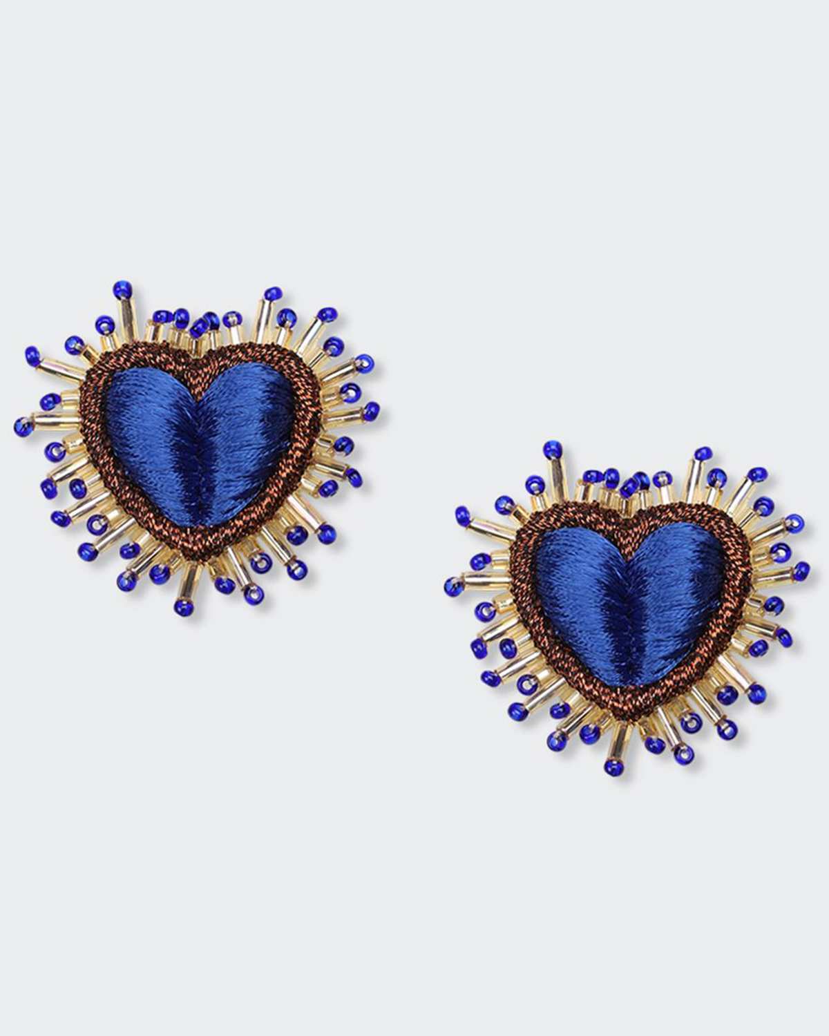 Olivia Dar Jewelry Navy Sparkle Heart Silk Small Earrings in Navy