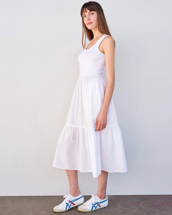 Sundry Clothing Mix Media Tiered Dress in White