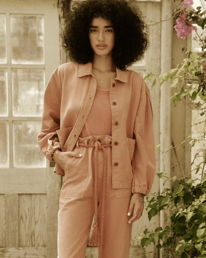 the Great Outerwear The Blouson Sleeve Chore Coat in Washed Rose