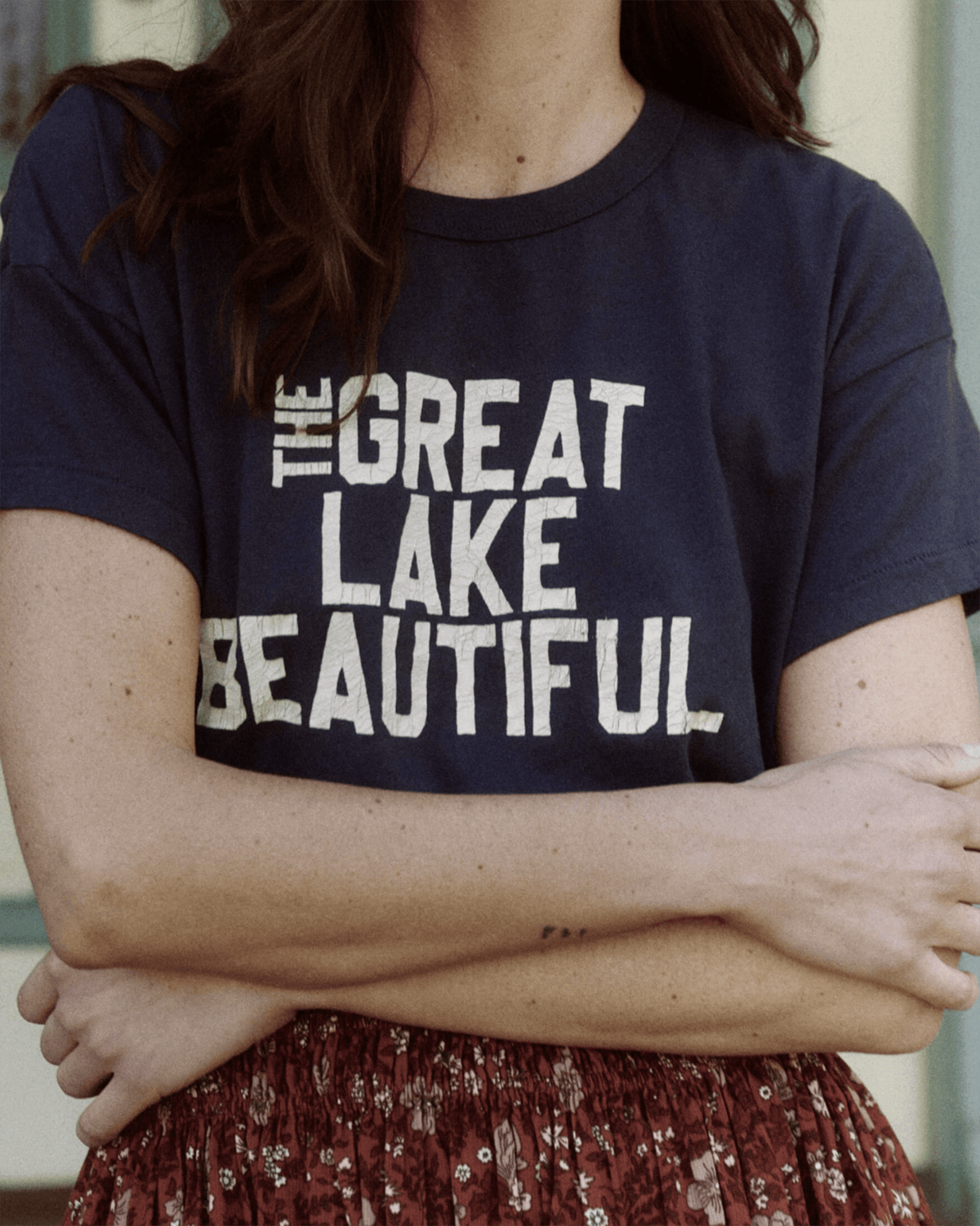 the Great Clothing The Boxy Crew w/ The Great Lake Beautiful in True Navy