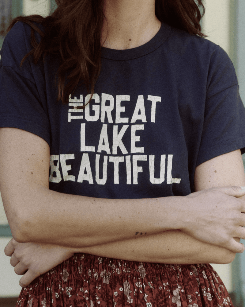 the Great Clothing The Boxy Crew w/ The Great Lake Beautiful in True Navy