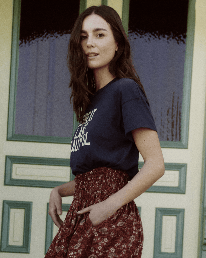 the Great Clothing The Boxy Crew w/ The Great Lake Beautiful in True Navy
